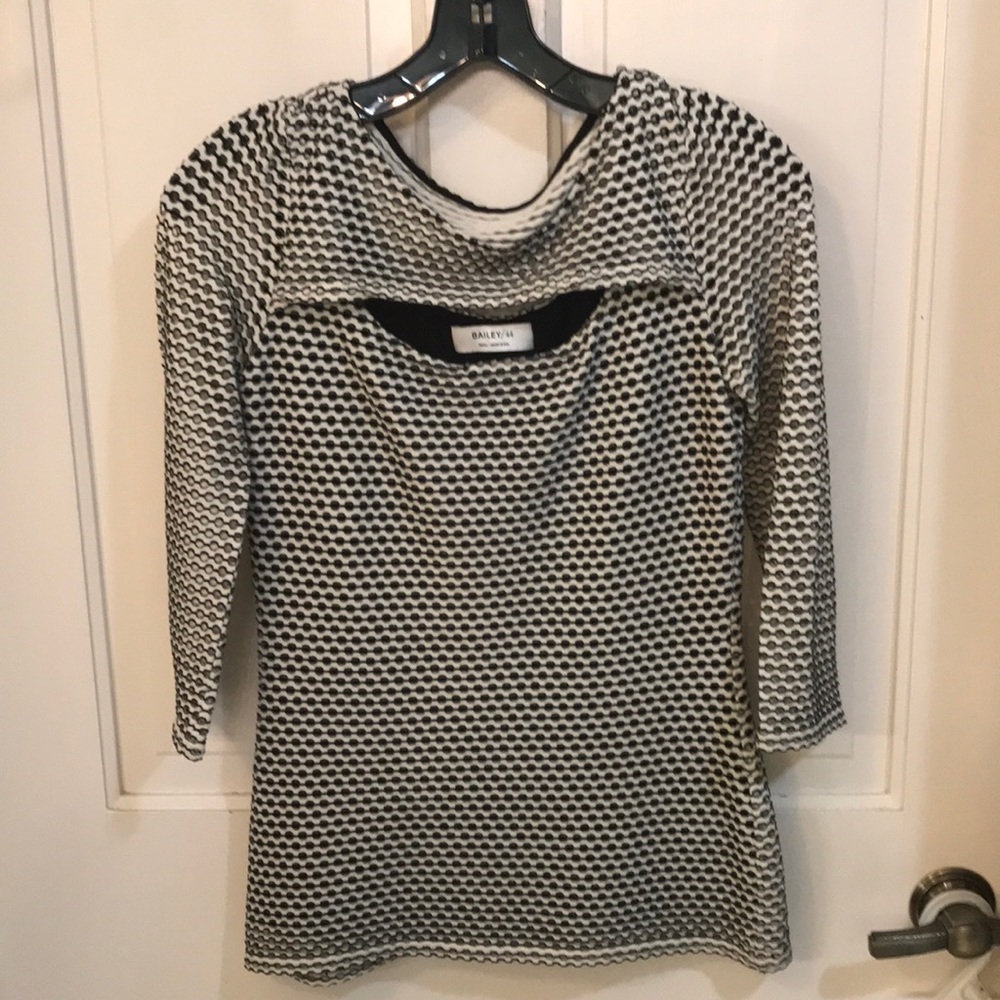 Bailey/44 black & cream eyelet 3/4 length sleeve; front & back cutout